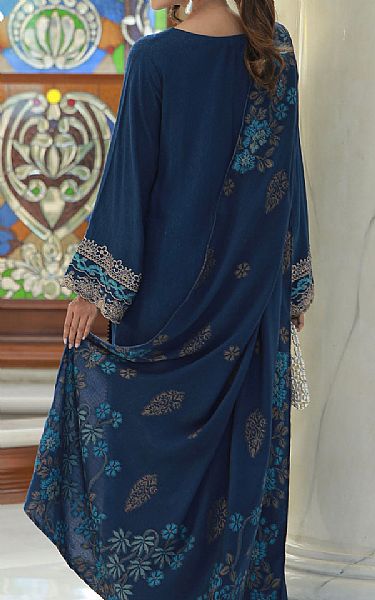 Lsm Navy Blue Jacquard Suit | Pakistani Winter Dresses in USA- Image 2