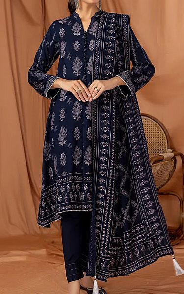 Lsm Navy Blue Pashmina Suit | Pakistani Dresses in USA- Image 1