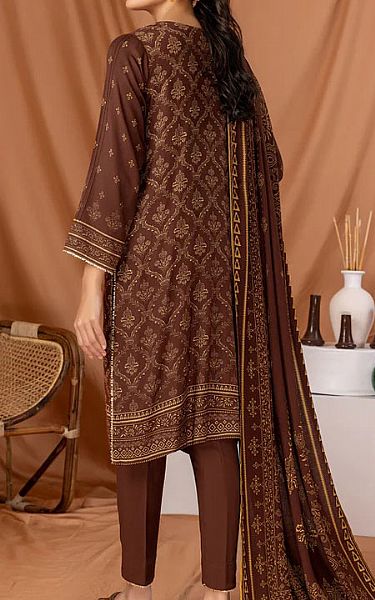 Lsm Sienna Brown Pashmina Suit | Pakistani Winter Dresses- Image 2