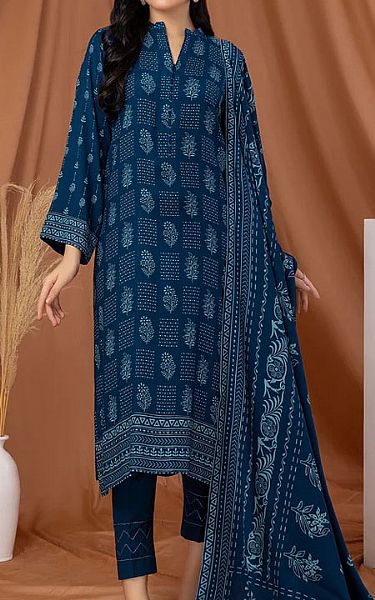 Lsm Denim Blue Pashmina Suit | Pakistani Dresses in USA- Image 1