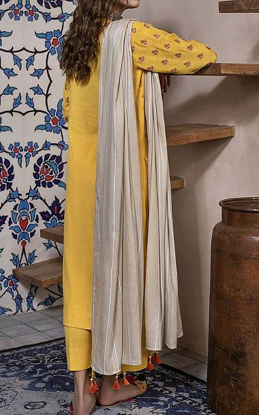 Yellow Slub Suit | Lsm Pakistani Winter Dresses