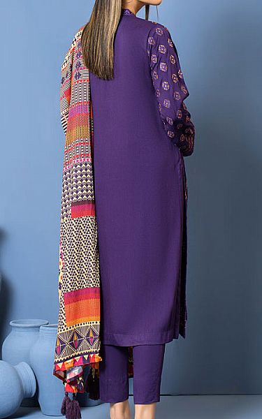 Lsm Purple Cottel Suit | Pakistani Winter Dresses- Image 2