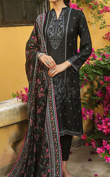 Lsm Black Karandi Suit | Pakistani Winter Dresses- Image 1