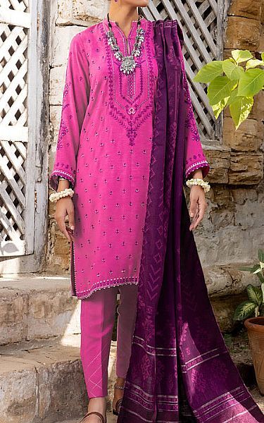 Hot Pink Slub Suit | Pakistani Dresses in USA