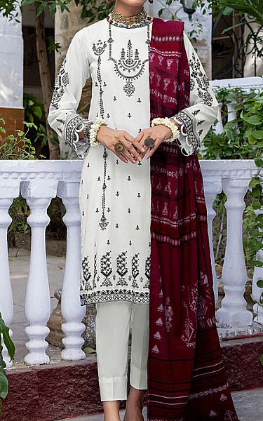 Lsm White Slub Suit | Pakistani Winter Dresses- Image 1