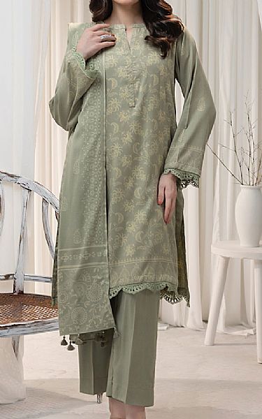 Lsm Pistachio Cashmi Wool Suit | Pakistani Winter Dresses in USA- Image 1