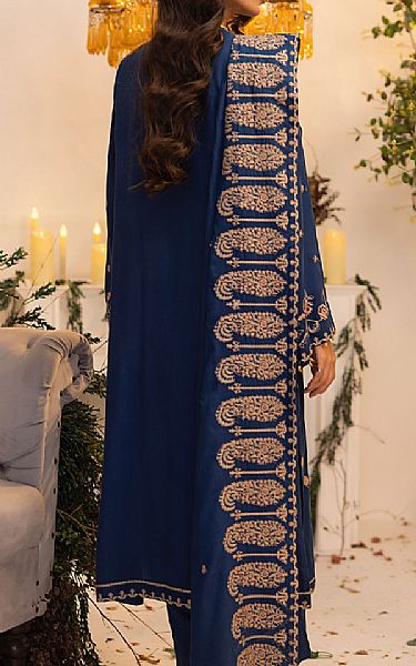 Lsm Denim Blue Cashmi Wool Suit | Pakistani Winter Dresses in USA- Image 2