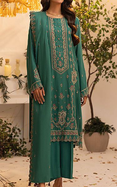 Lsm Sea Green Cashmi Wool Suit | Pakistani Winter Dresses in USA- Image 1