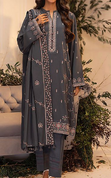 Lsm Grey Cashmi Wool Suit | Pakistani Winter Dresses in USA- Image 1