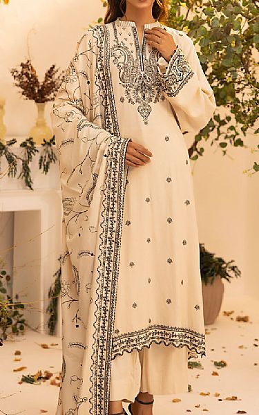 Lsm Off-white Cashmi Wool Suit | Pakistani Winter Dresses in USA- Image 1