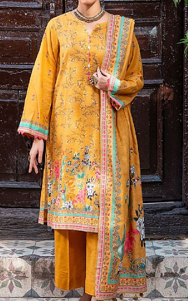 Lsm Mustard Khaddar Suit | Pakistani Winter Dresses in USA- Image 1