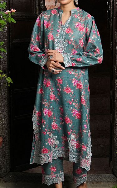 Lsm Teal Khaddar Suit (2 Pcs) | Pakistani Winter Dresses in USA- Image 1