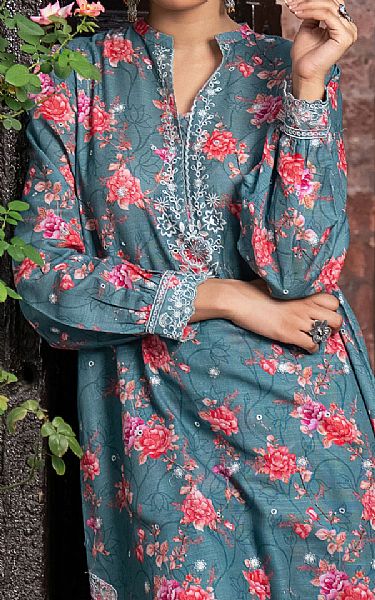 Lsm Teal Khaddar Suit (2 Pcs) | Pakistani Winter Dresses in USA- Image 2