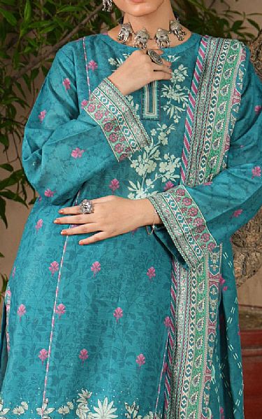 Lsm Turquoise Khaddar Suit | Pakistani Winter Dresses in USA- Image 2