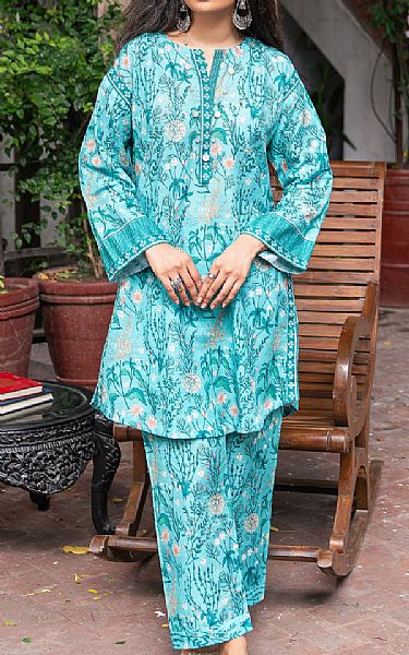 Lsm Aqua Khaddar Suit (2 Pcs) | Pakistani Winter Dresses in USA- Image 1