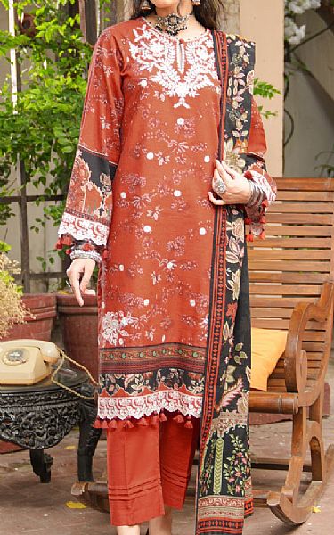 Lsm Bright Orange Khaddar Suit | Pakistani Winter Dresses in USA- Image 1