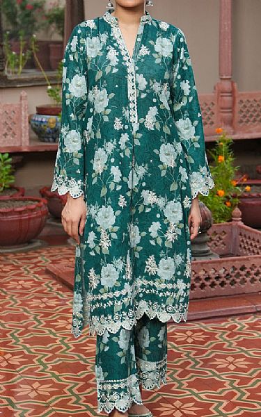 Lsm Green Khaddar Suit (2 Pcs) | Pakistani Winter Dresses in USA- Image 1