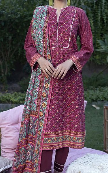 Lsm Plum Khaddar Suit | Pakistani Dresses in USA- Image 1