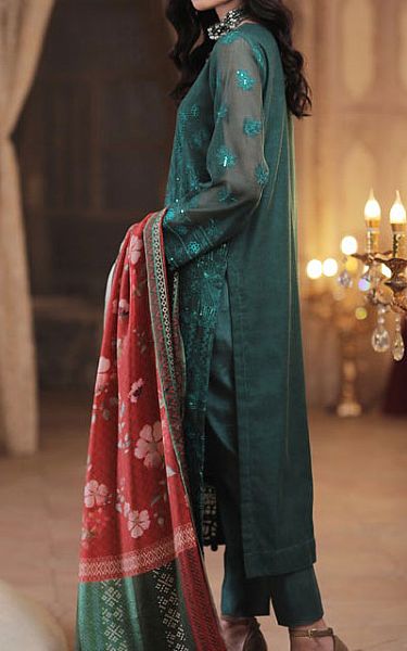 Lsm Teal Cotton Net Suit | Pakistani Dresses in USA- Image 2