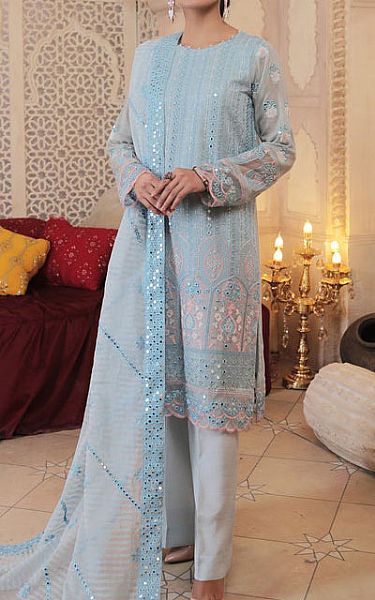 Lsm Baby Blue Cotton Net Suit | Pakistani Dresses in USA- Image 1