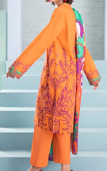 Limelight Orange Khaddar Suit (2 Pcs) | Pakistani Winter Dresses- Image 2