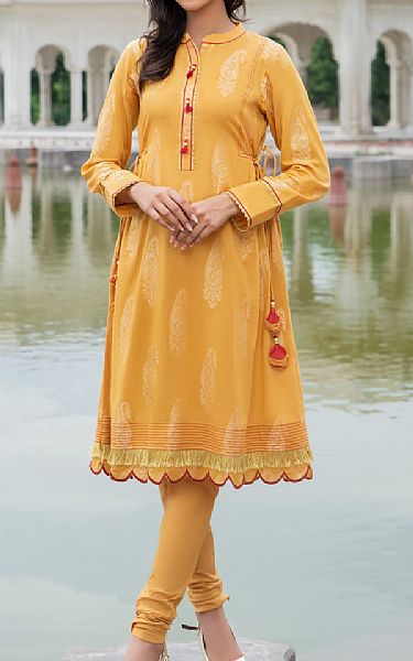 Limelight Orange Jacquard Kurti | Pakistani Winter Dresses- Image 1
