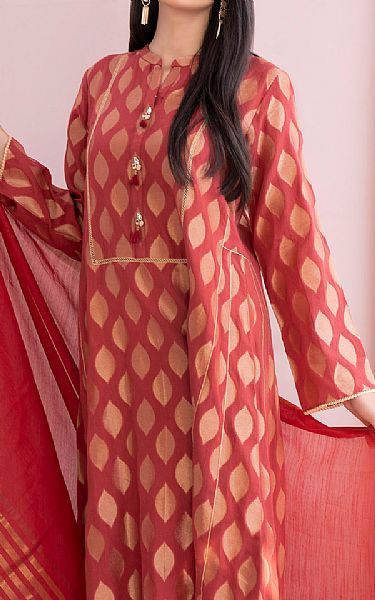 Limelight Pastel Red Jacquard Suit (2 Pcs) | Pakistani Winter Dresses- Image 2