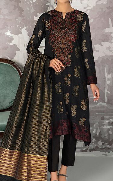 Limelight Black Jacquard Suit | Pakistani Winter Dresses- Image 1