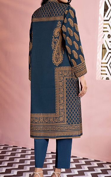 Limelight Denim Blue Jacquard Kurti | Pakistani Winter Dresses- Image 2