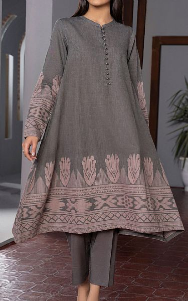 Limelight Grey Jacquard Kurti | Pakistani Winter Dresses- Image 1