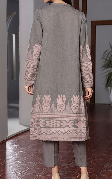 Limelight Grey Jacquard Kurti | Pakistani Winter Dresses- Image 2