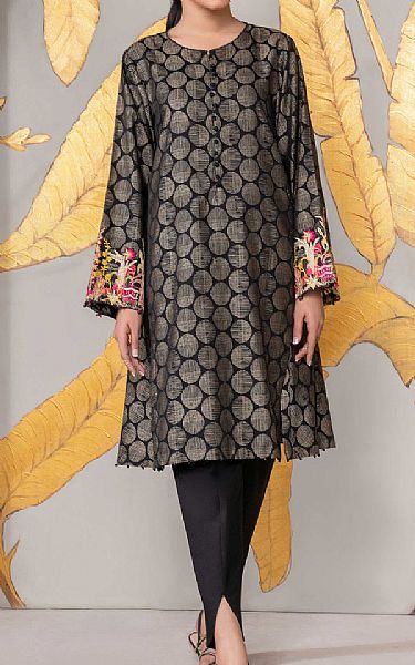Limelight Black Jacquard Kurti | Pakistani Winter Dresses- Image 1