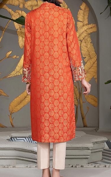 Limelight Safety Orange Jacquard Kurti | Pakistani Winter Dresses- Image 2