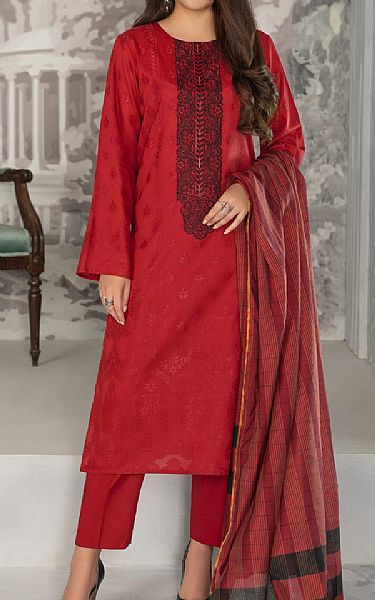 Limelight Red Jacquard Suit | Pakistani Winter Dresses- Image 1