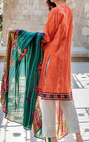 Limelight Safety Orange Khaddar Suit | Pakistani Winter Dresses- Image 2