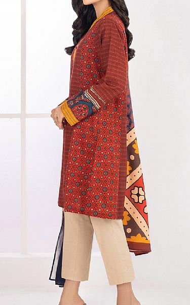 Limelight Auburn Red Khaddar Suit (2 Pcs) | Pakistani Winter Dresses- Image 2