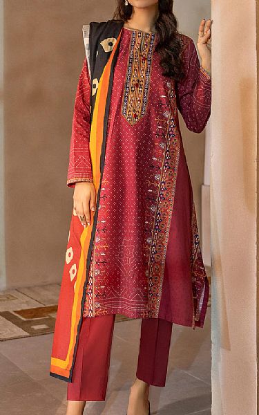 Limelight Red Cotton Suit (2 Pcs) | Pakistani Dresses in USA- Image 1