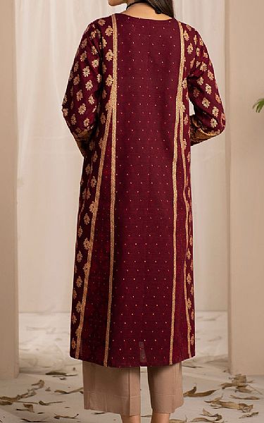 Limelight Maroon Khaddar Kurti | Pakistani Winter Dresses- Image 2