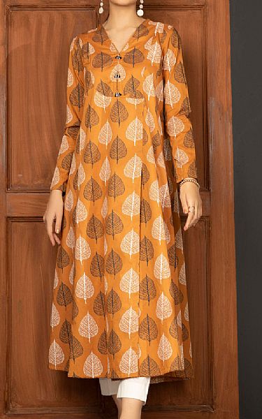 Limelight Orange Cotton Kurti | Pakistani Winter Dresses- Image 1