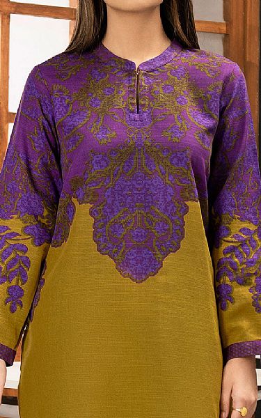 Limelight Purple/Olive Khaddar Suit (2 Pcs) | Pakistani Winter Dresses- Image 2