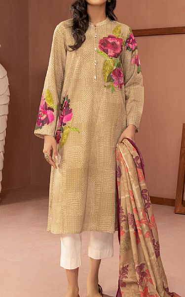 Limelight Sand Gold Khaddar Suit (2 Pcs) | Pakistani Winter Dresses- Image 1