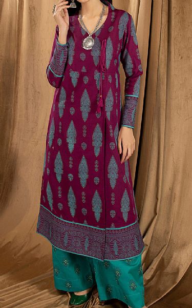Limelight Tyrian Purple Khaddar Suit (2 Pcs) | Pakistani Dresses in USA- Image 1