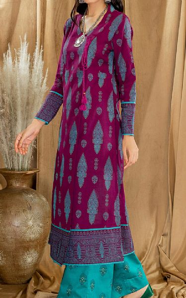 Limelight Tyrian Purple Khaddar Suit (2 Pcs) | Pakistani Dresses in USA- Image 2