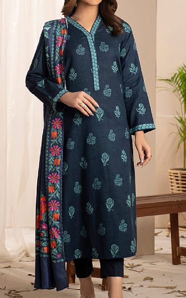 Limelight Midnight Blue Khaddar Suit | Pakistani Dresses in USA- Image 1