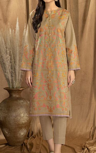 Limelight Tan Khaddar Kurti | Pakistani Dresses in USA- Image 1