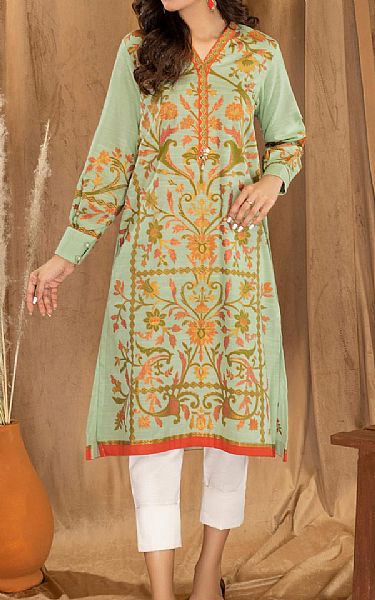 Limelight Light Green Khaddar Kurti | Pakistani Winter Dresses- Image 1