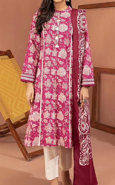 Limelight Hot Pink Khaddar Suit (2 Pcs) | Pakistani Dresses in USA- Image 1