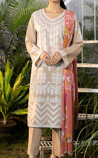 Limelight Beige Jacquard Suit (2 Pcs) | Pakistani Winter Dresses- Image 1