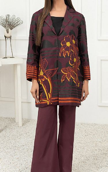 Limelight Wine Red Jacquard Suit (2 Pcs) | Pakistani Winter Dresses- Image 1