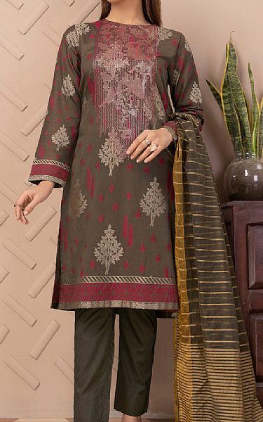 Limelight Walnut Brown Jacquard Suit | Pakistani Winter Dresses- Image 1